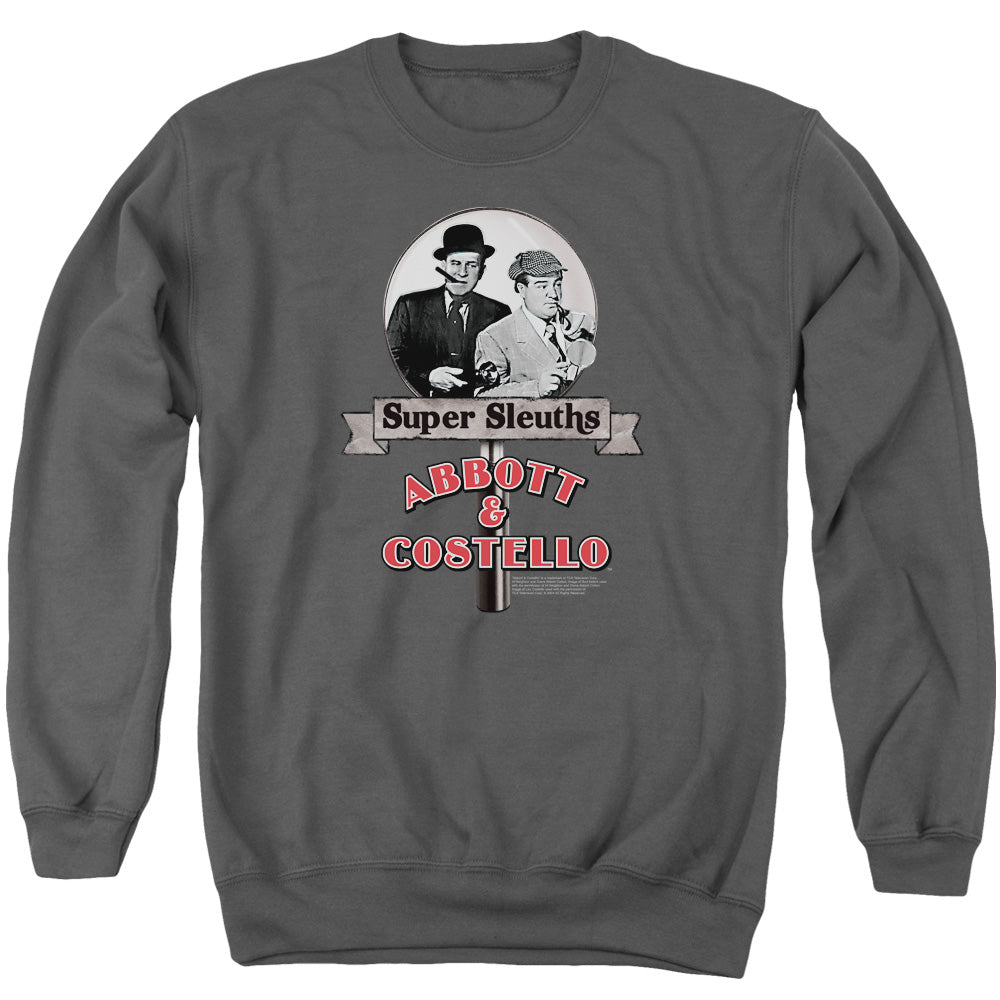 AN OFFCIALLY LICENSED ABBOTT & COSTELLO SUPER SLEUTHS ADULT UNISEX CREWNECK SWEATSHIRT CHARCOAL