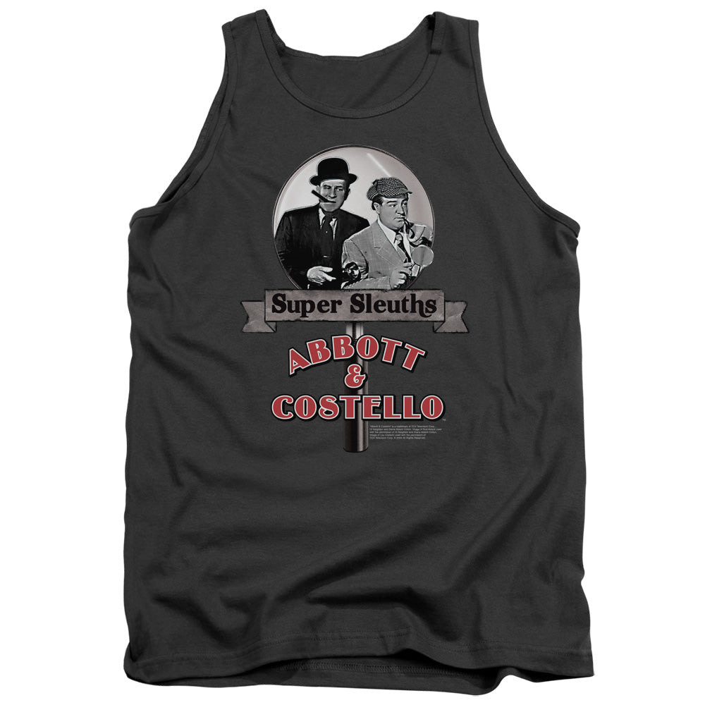 AN OFFCIALLY LICENSED ABBOTT & COSTELLO SUPER SLEUTHS ADULT UNISEX TANK TOP CHARCOAL