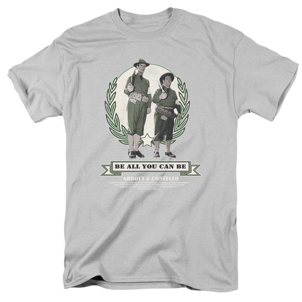 AN OFFCIALLY LICENSED ABBOTT & COSTELLO BE ALL YOU CAN BE MEN'S REGULAR FIT T-SHIRT SILVER