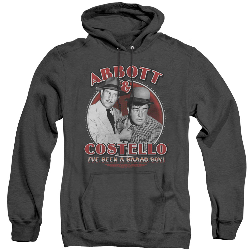 AN OFFCIALLY LICENSED ABBOTT & COSTELLO BAD BOY ADULT UNISEX HEATHER PULLOVER HOODIE BLACK