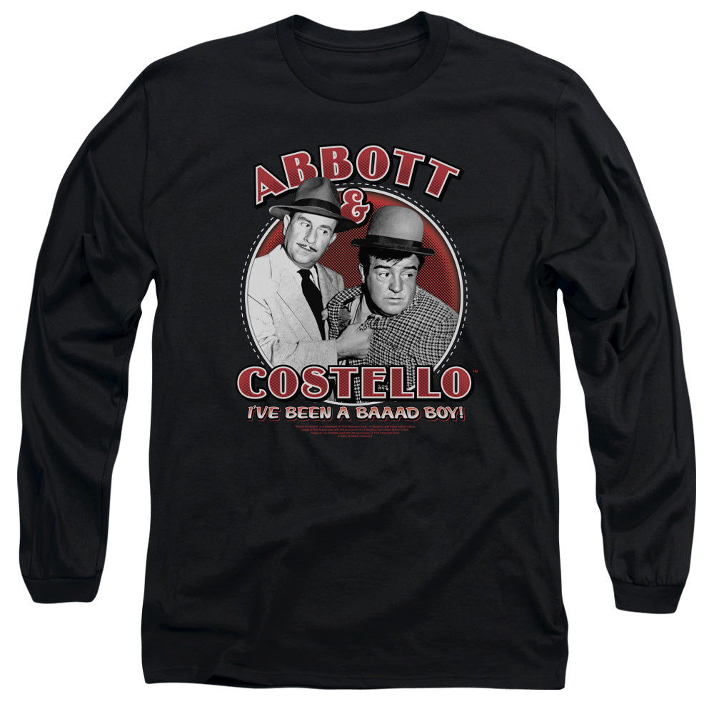 AN OFFCIALLY LICENSED ABBOTT & COSTELLO BAD BOY MEN'S LONG SLEEVE T-SHIRT BLACK