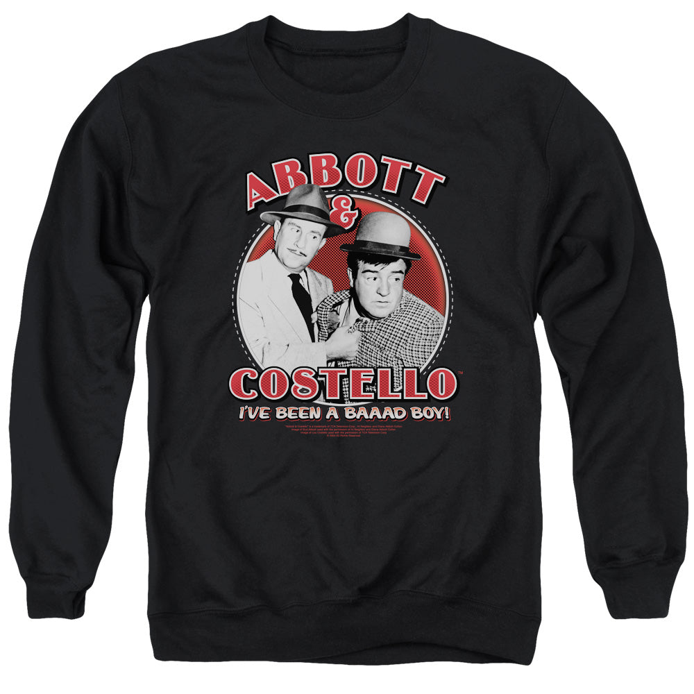 AN OFFCIALLY LICENSED ABBOTT & COSTELLO BAD BOY ADULT UNISEX CREWNECK SWEATSHIRT BLACK