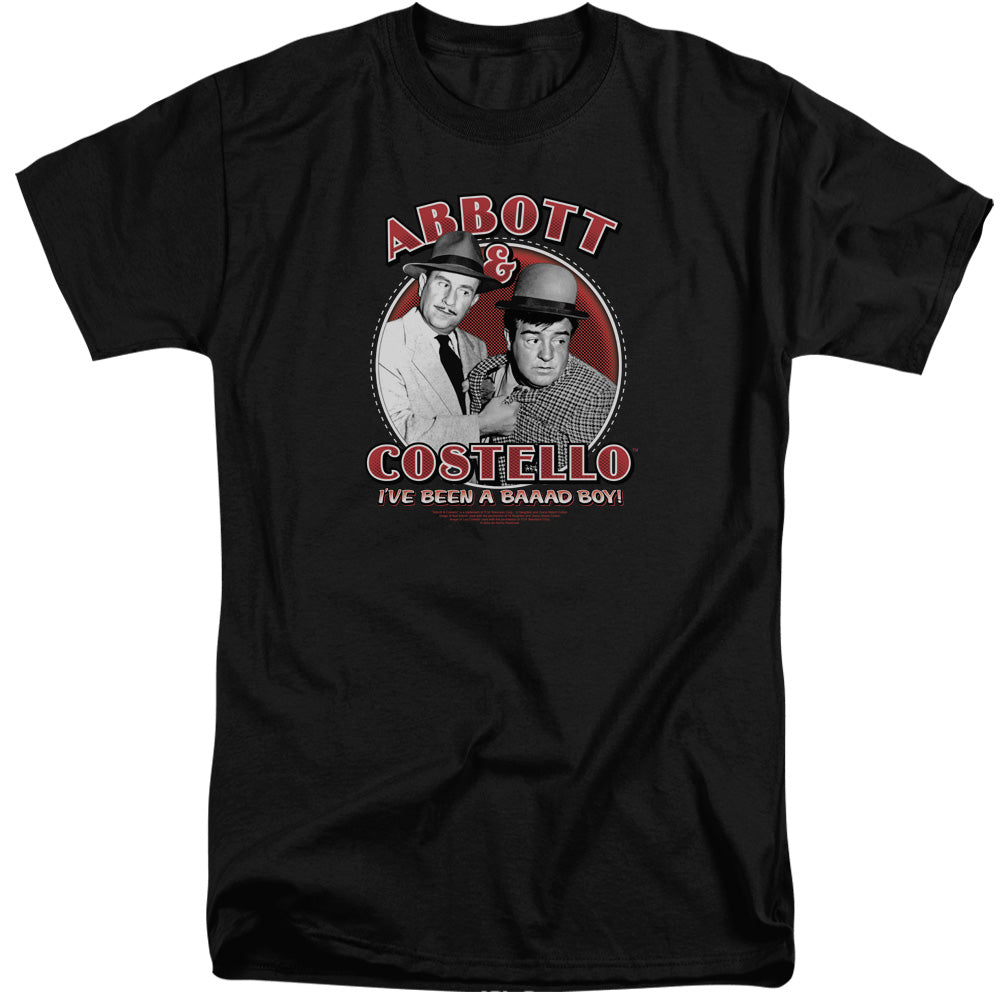 AN OFFCIALLY LICENSED ABBOTT & COSTELLO BAD BOY MEN'S TALL FIT T-SHIRT BLACK