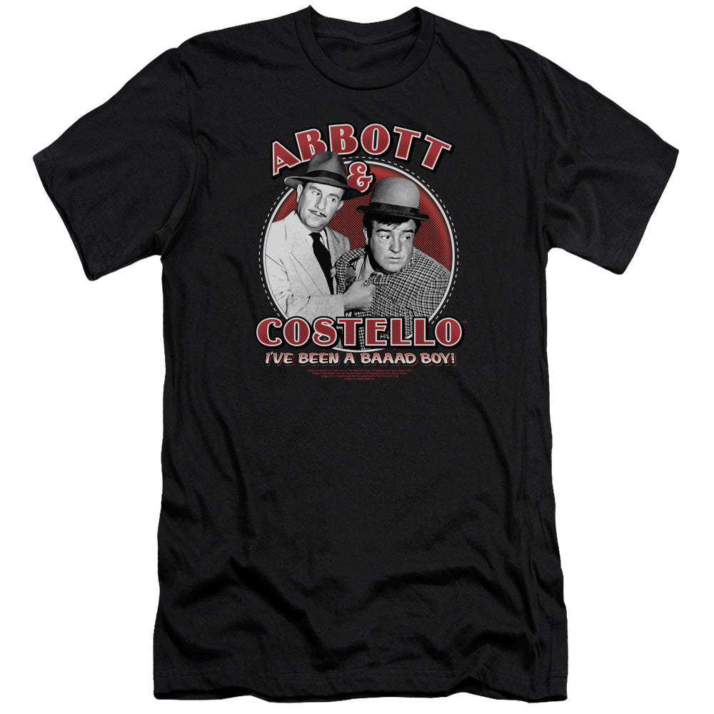 AN OFFCIALLY LICENSED ABBOTT & COSTELLO BAD BOY MEN'S PREMIUM SLIM FIT T-SHIRT BLACK