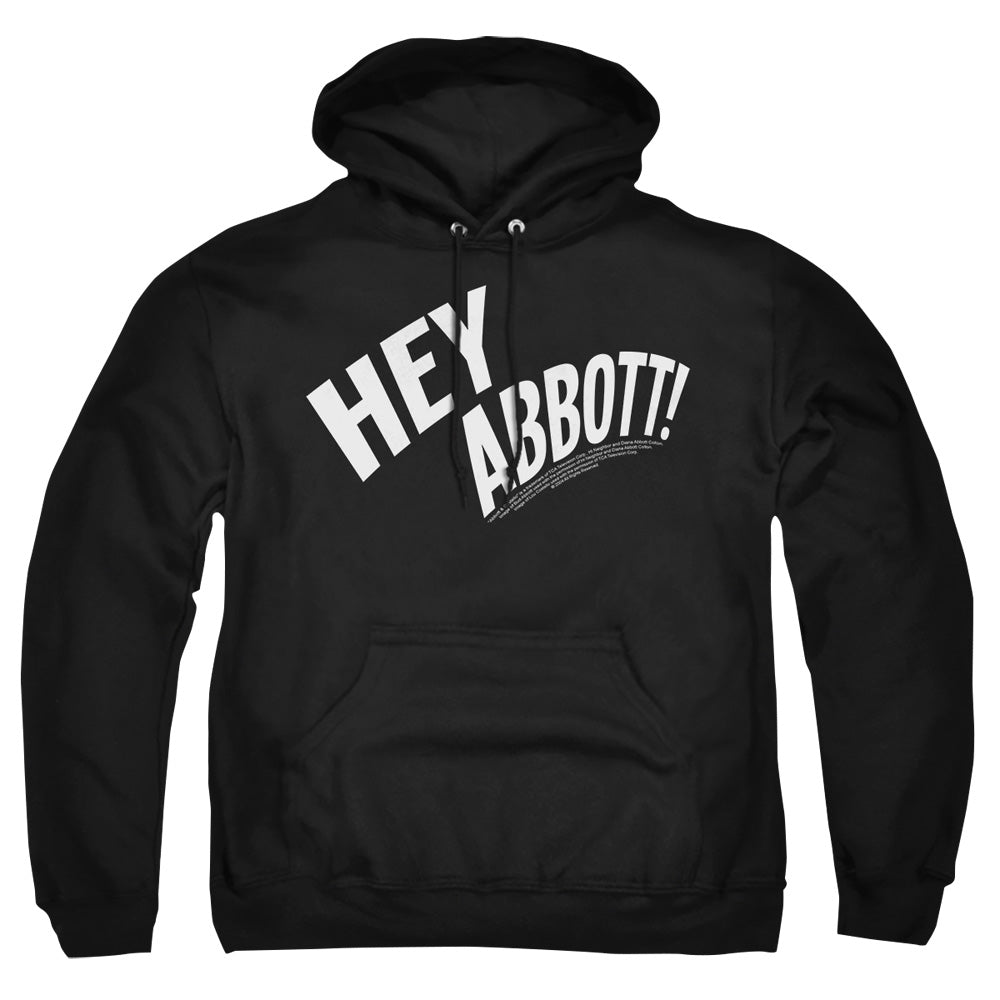 AN OFFCIALLY LICENSED ABBOTT & COSTELLO HEY ABBOTT ADULT UNISEX PULLOVER HOODIE BLACK