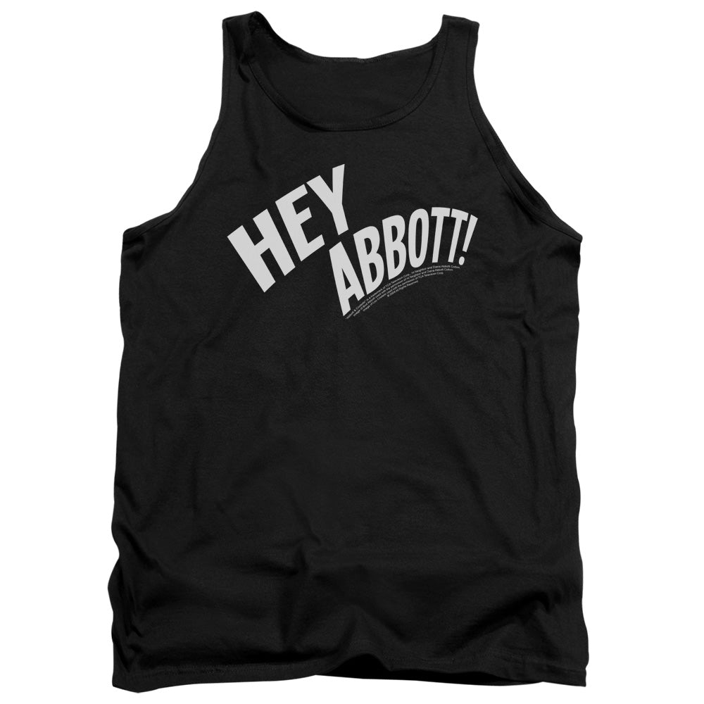 AN OFFCIALLY LICENSED ABBOTT & COSTELLO HEY ABBOTT ADULT UNISEX TANK TOP BLACK
