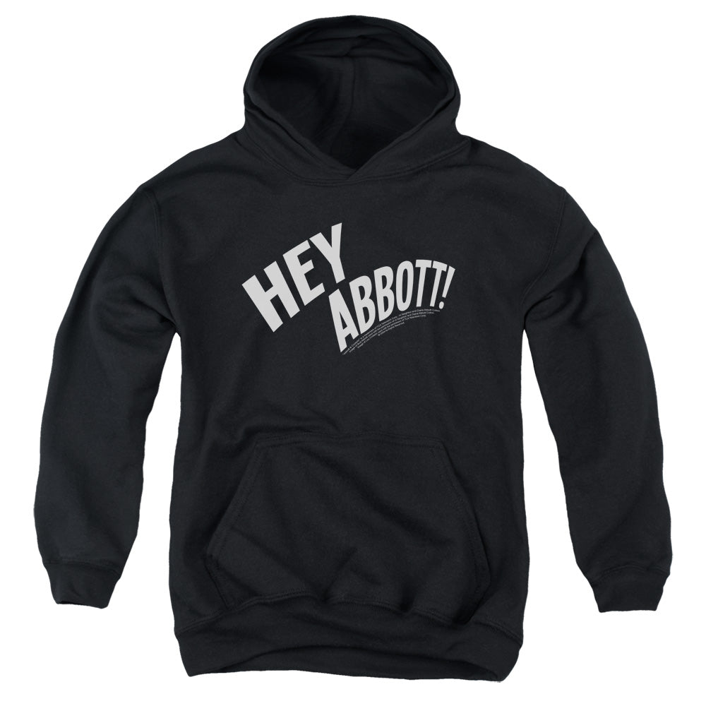 AN OFFCIALLY LICENSED ABBOTT & COSTELLO HEY ABBOTT YOUTH HOODIE BLACK