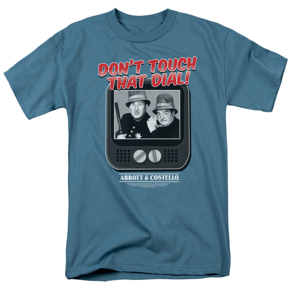 AN OFFCIALLY LICENSED ABBOTT & COSTELLO THAT DIAL MEN'S REGULAR FIT T-SHIRT SLATE