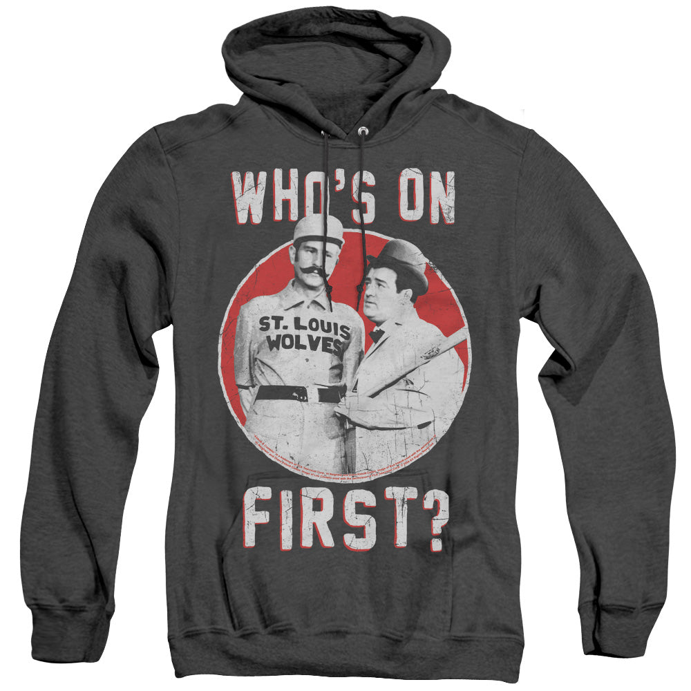 AN OFFCIALLY LICENSED ABBOTT & COSTELLO FIRST ADULT UNISEX HEATHER PULLOVER HOODIE BLACK
