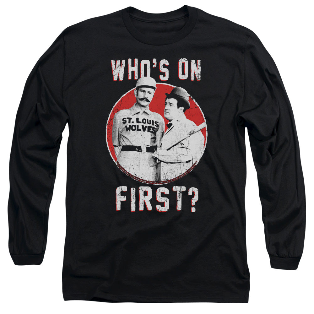 AN OFFCIALLY LICENSED ABBOTT & COSTELLO FIRST MEN'S LONG SLEEVE T-SHIRT BLACK