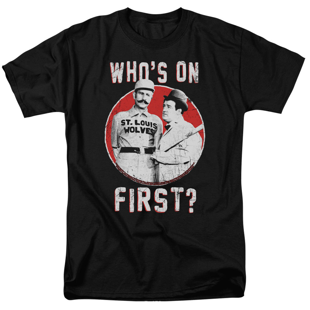 AN OFFCIALLY LICENSED ABBOTT & COSTELLO FIRST MEN'S REGULAR FIT T-SHIRT BLACK