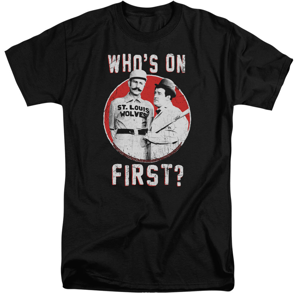 AN OFFCIALLY LICENSED ABBOTT & COSTELLO FIRST MEN'S TALL FIT T-SHIRT BLACK