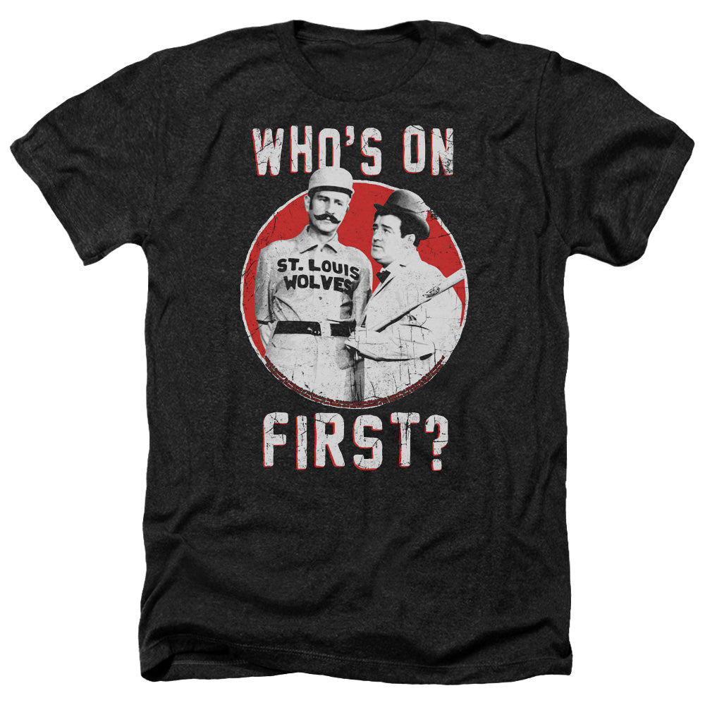 AN OFFCIALLY LICENSED ABBOTT & COSTELLO FIRST MEN'S HEATHER T-SHIRT CHARCOAL