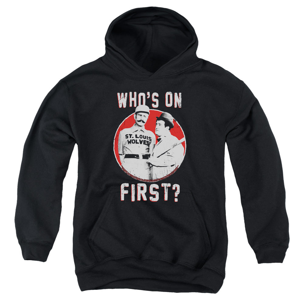 AN OFFCIALLY LICENSED ABBOTT & COSTELLO FIRST YOUTH HOODIE BLACK