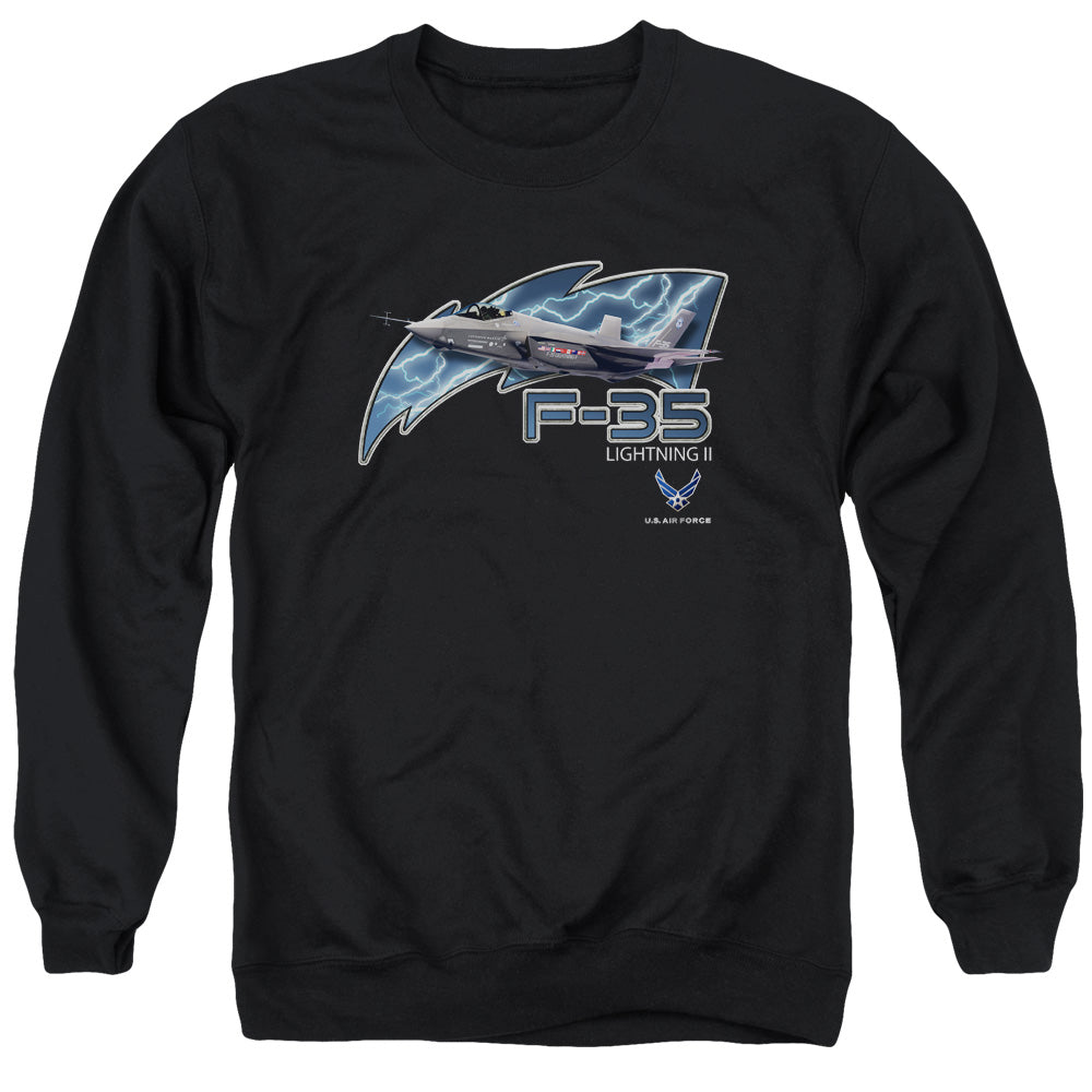 AN OFFCIALLY LICENSED AIR FORCE F35 ADULT UNISEX CREWNECK SWEATSHIRT BLACK