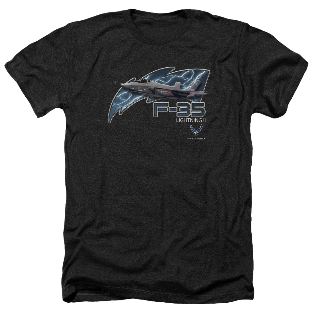 AN OFFCIALLY LICENSED AIR FORCE F35 MEN'S HEATHER T-SHIRT CHARCOAL