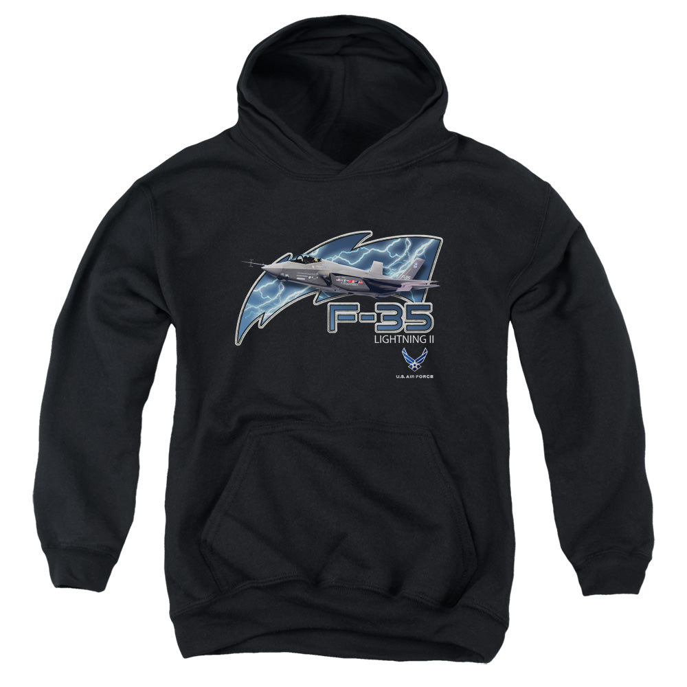 AN OFFCIALLY LICENSED AIR FORCE F35 YOUTH HOODIE BLACK