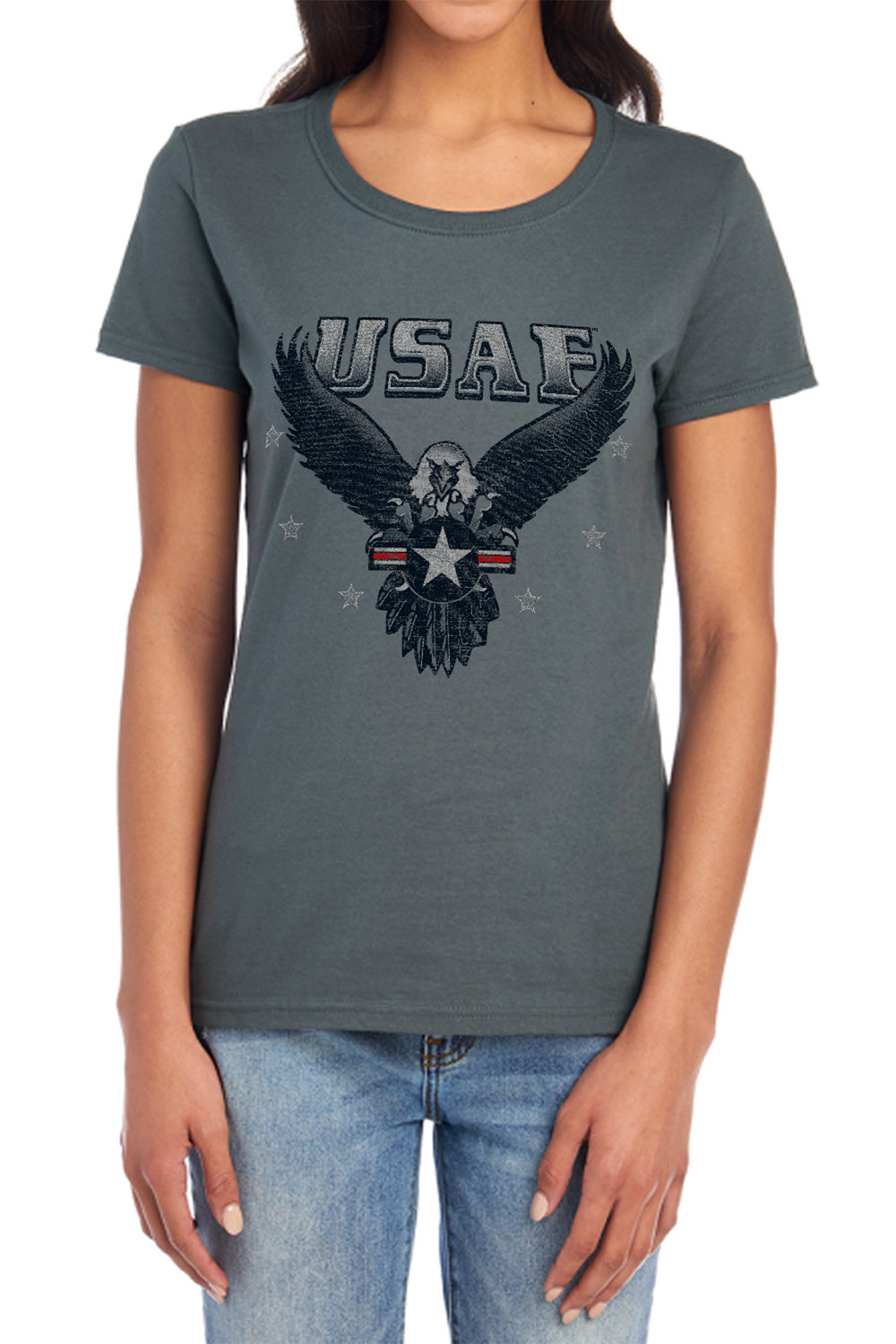 AN OFFCIALLY LICENSED AIR FORCE INCOMING WOMEN'S REGULAR FIT T-SHIRT CHARCOAL