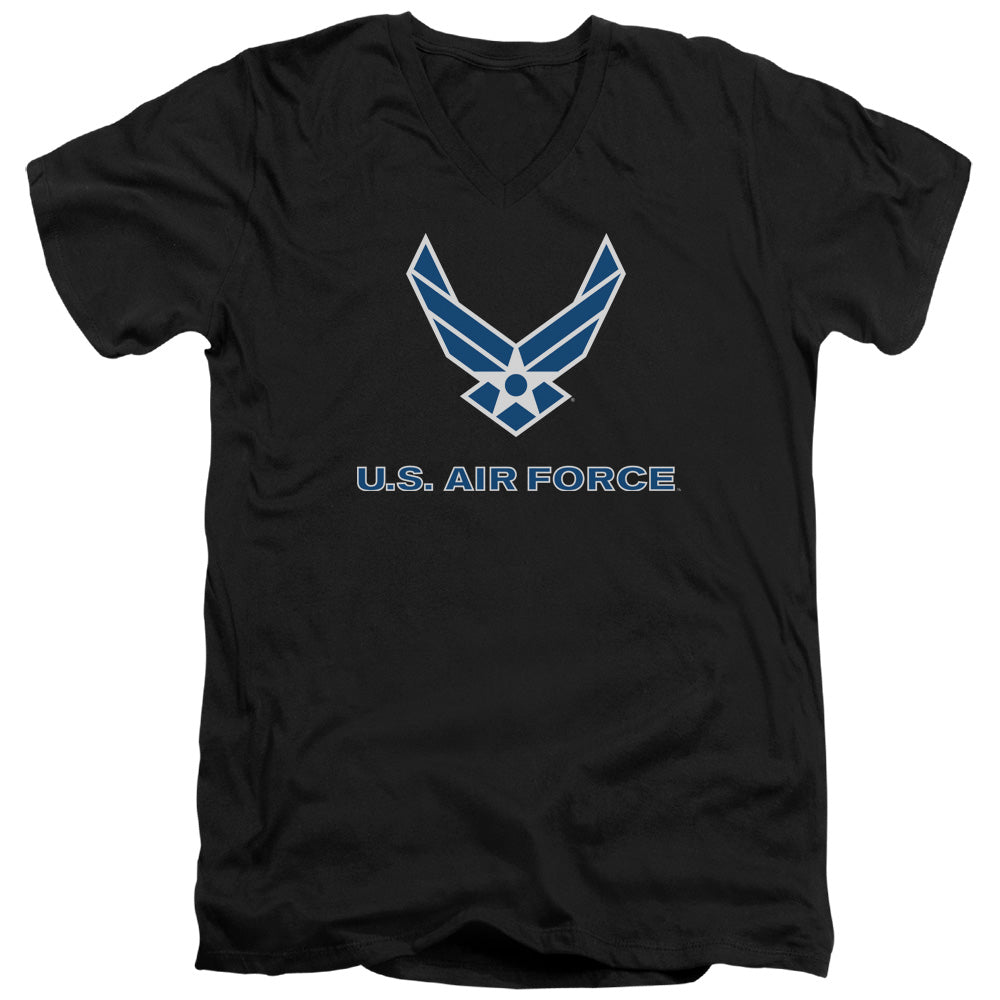 AN OFFCIALLY LICENSED AIR FORCE LOGO MEN'S V-NECK T-SHIRT BLACK