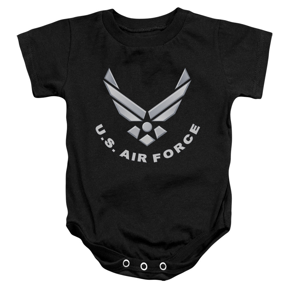 AN OFFCIALLY LICENSED AIR FORCE LOGO BABY BODYSUIT BLACK