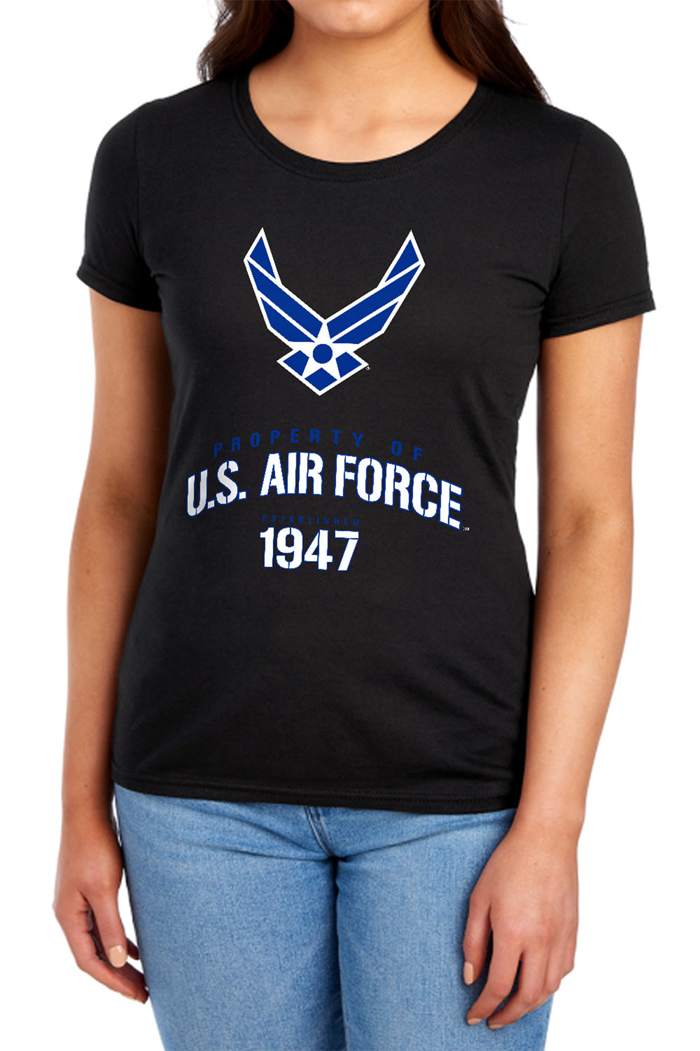 AN OFFCIALLY LICENSED AIR FORCE PROPERTY OF WOMEN'S REGULAR FIT T-SHIRT BLACK