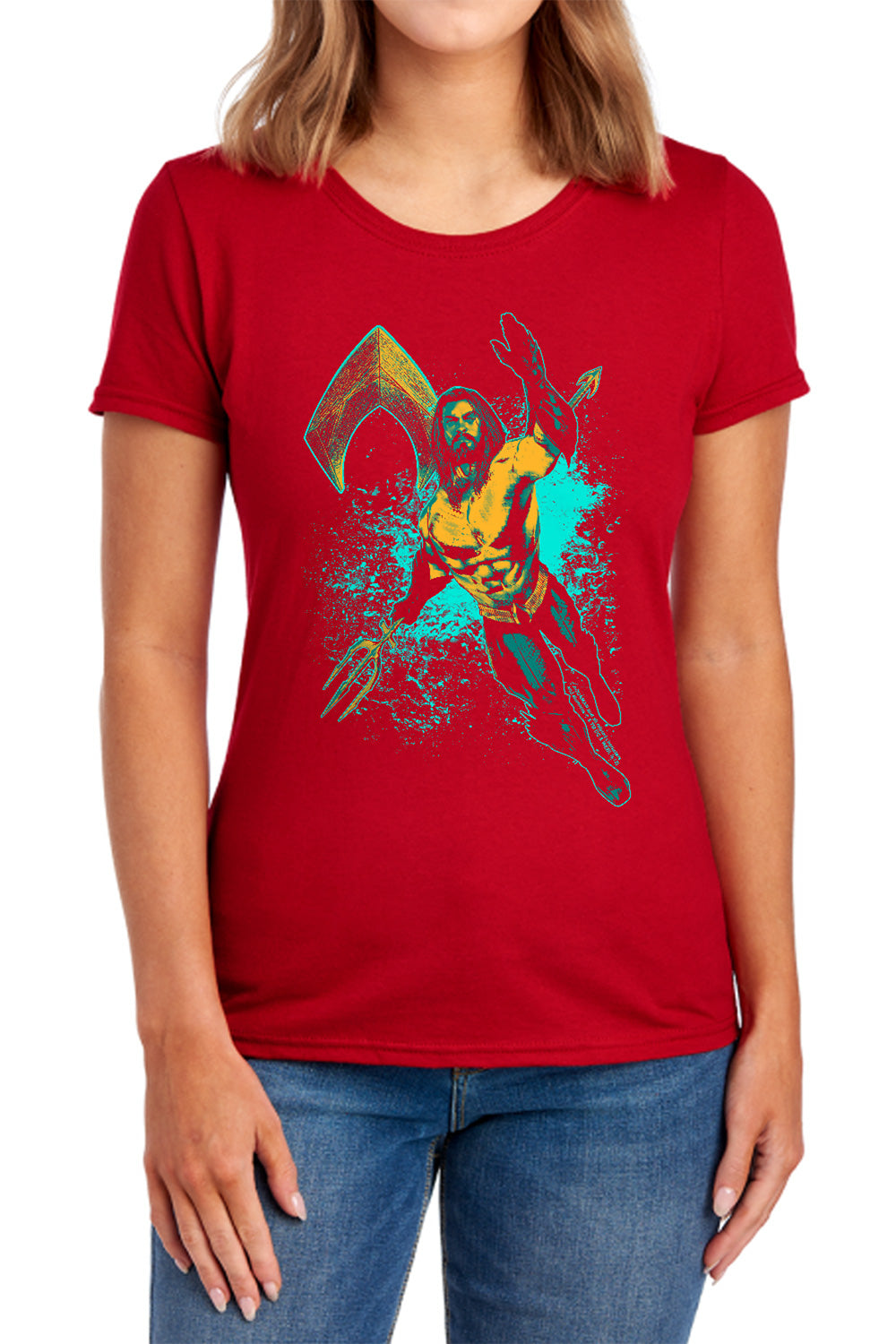AN OFFCIALLY LICENSED AQUAMAN MOVIE MAKE A SPLASH WOMEN'S REGULAR FIT T-SHIRT NAVY