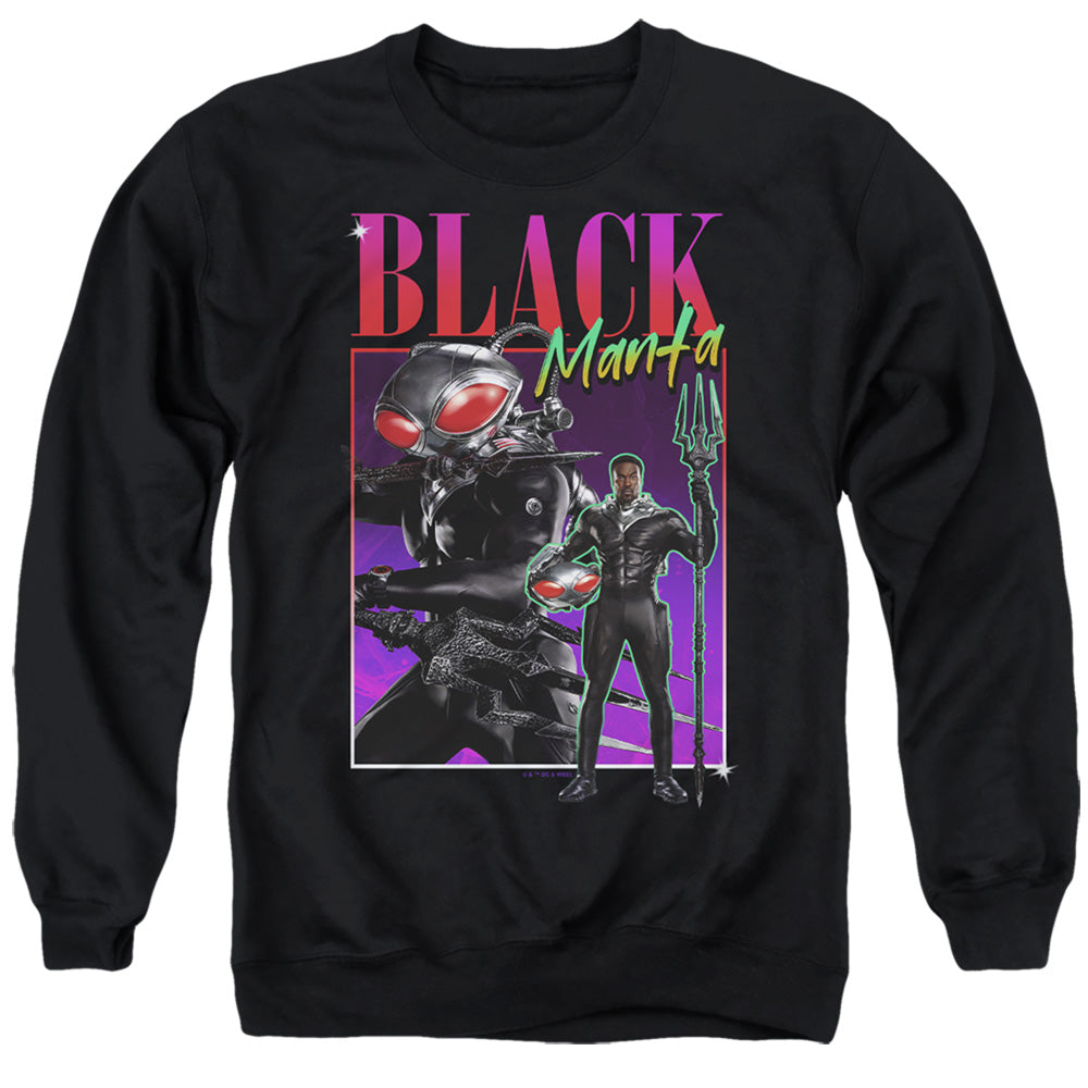 AN OFFCIALLY LICENSED AQUAMAN AND THE LOST KINGDOM 90'S STYLE BLACK MANTA ADULT UNISEX CREWNECK SWEATSHIRT BLACK
