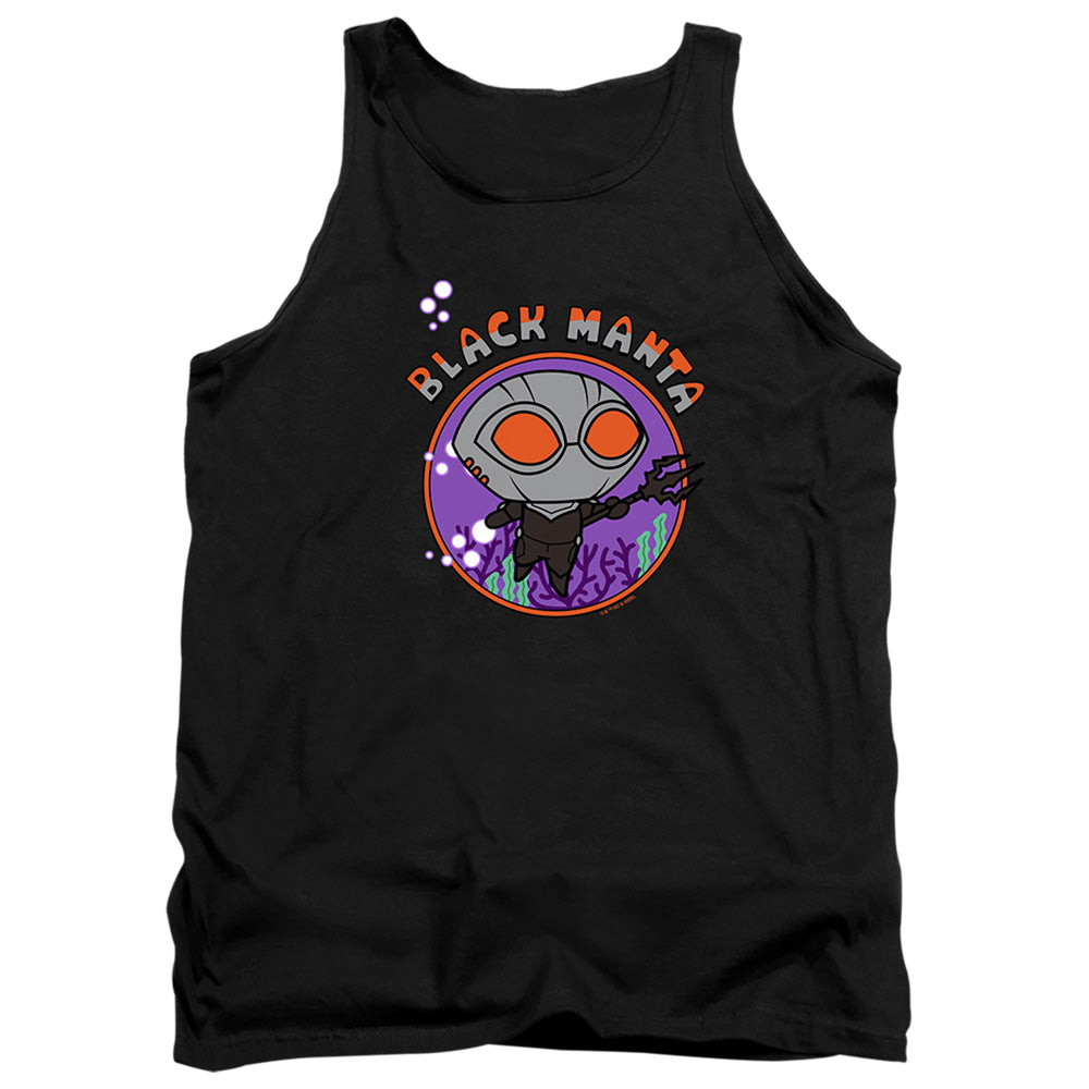 AN OFFCIALLY LICENSED AQUAMAN AND THE LOST KINGDOM CHIBI BLACK MANTA ADULT UNISEX TANK TOP BLACK