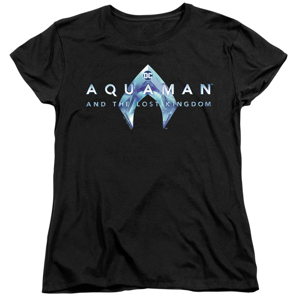 AN OFFCIALLY LICENSED AQUAMAN AND THE LOST KINGDOM LOGO WOMEN'S REGULAR FIT T-SHIRT BLACK