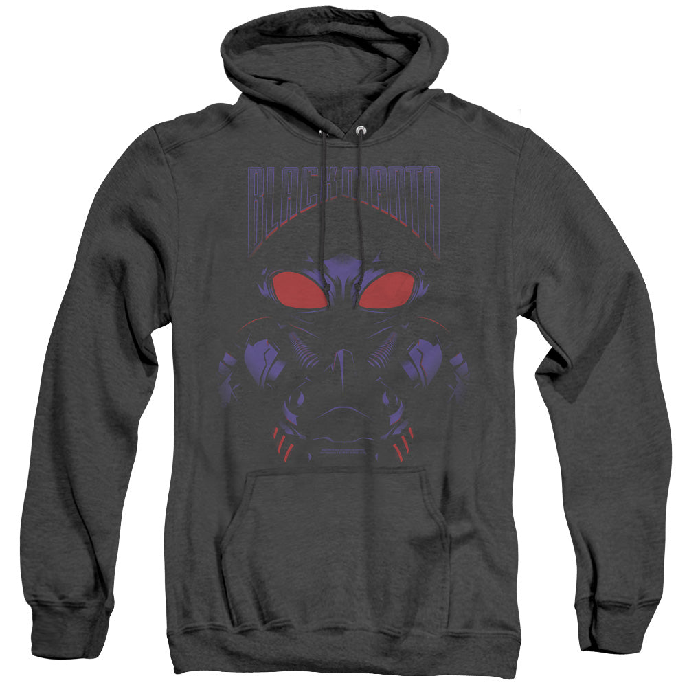 AN OFFCIALLY LICENSED AQUAMAN MOVIE BLACK MANTA ADULT UNISEX HEATHER PULLOVER HOODIE BLACK