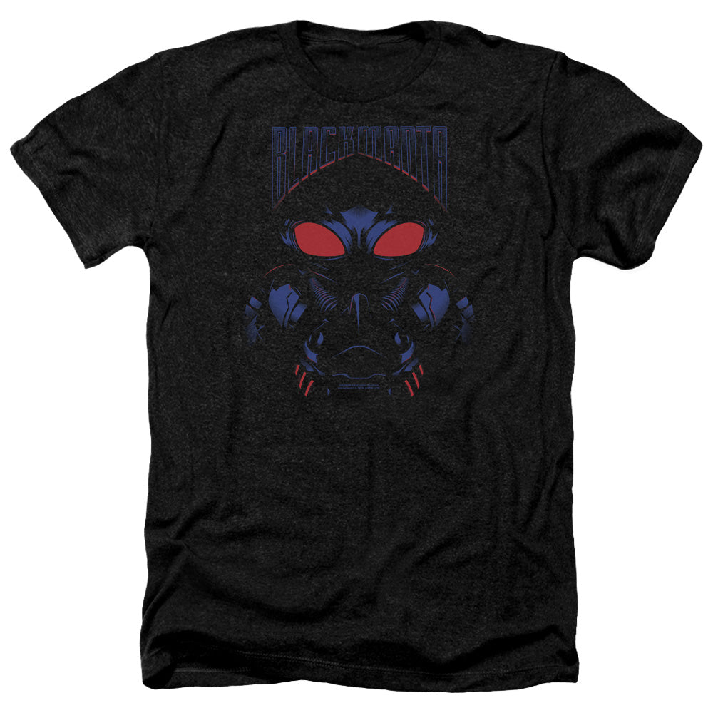 AN OFFCIALLY LICENSED AQUAMAN MOVIE BLACK MANTA MEN'S HEATHER T-SHIRT CHARCOAL