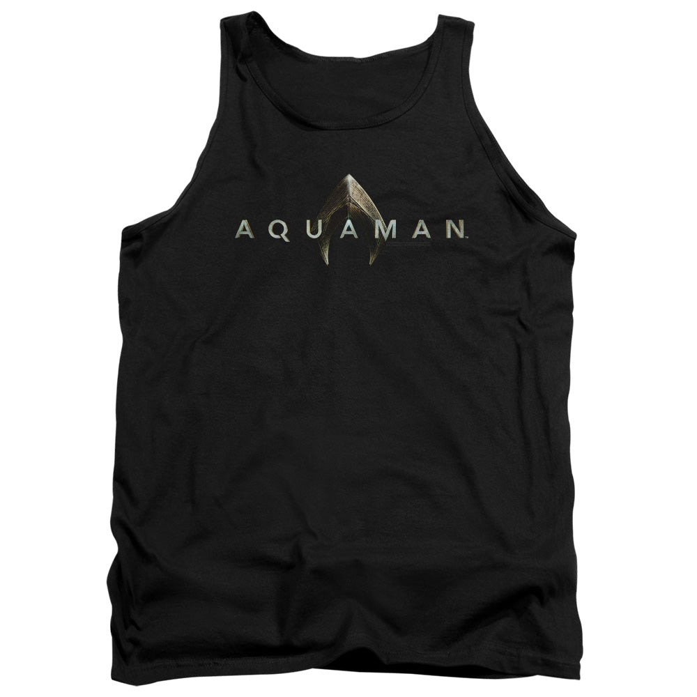 AN OFFCIALLY LICENSED AQUAMAN MOVIE LOGO ADULT UNISEX TANK TOP BLACK