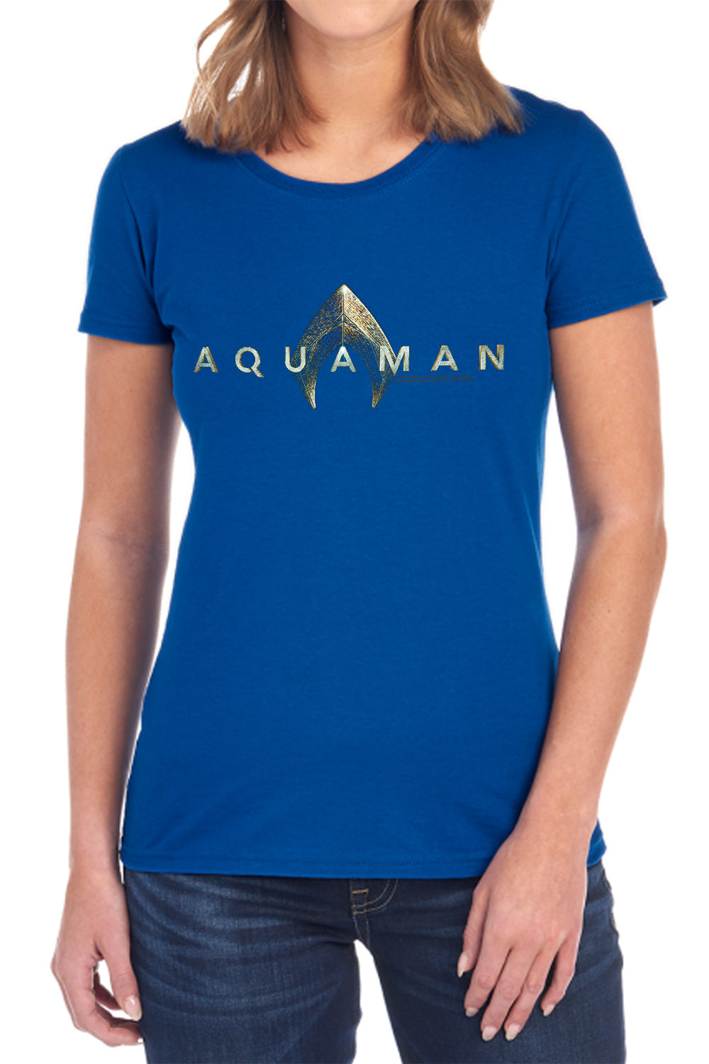 AN OFFCIALLY LICENSED AQUAMAN MOVIE LOGO WOMEN'S REGULAR FIT T-SHIRT BLACK