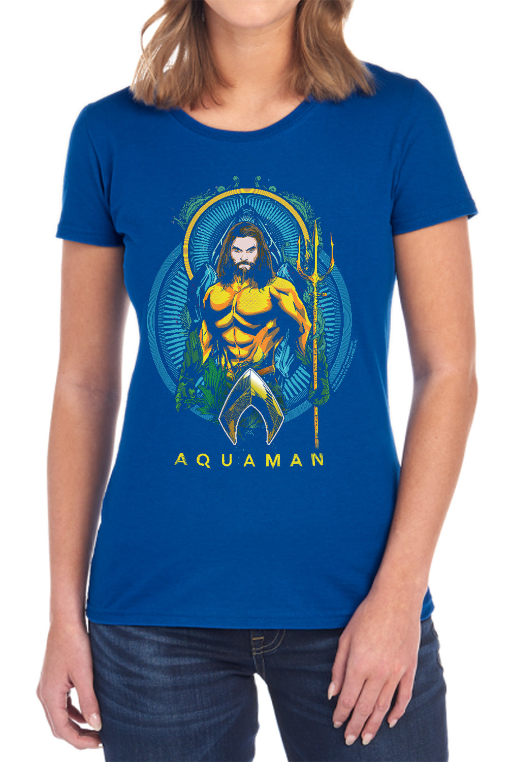 AN OFFCIALLY LICENSED AQUAMAN MOVIE AQUA NOUVEAU WOMEN'S REGULAR FIT T-SHIRT BLACK