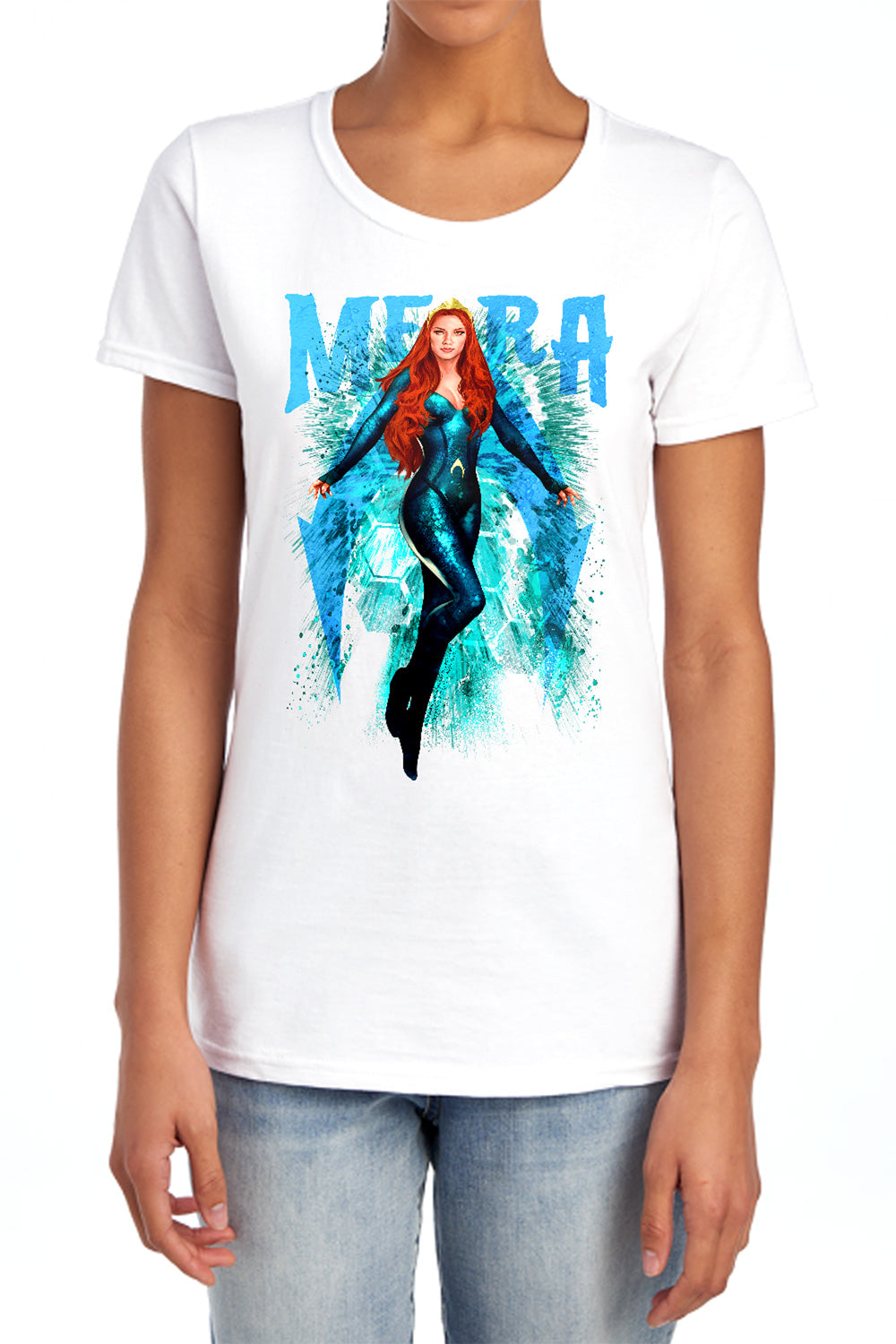 AN OFFCIALLY LICENSED AQUAMAN MOVIE MERA WOMEN'S REGULAR FIT T-SHIRT WHITE