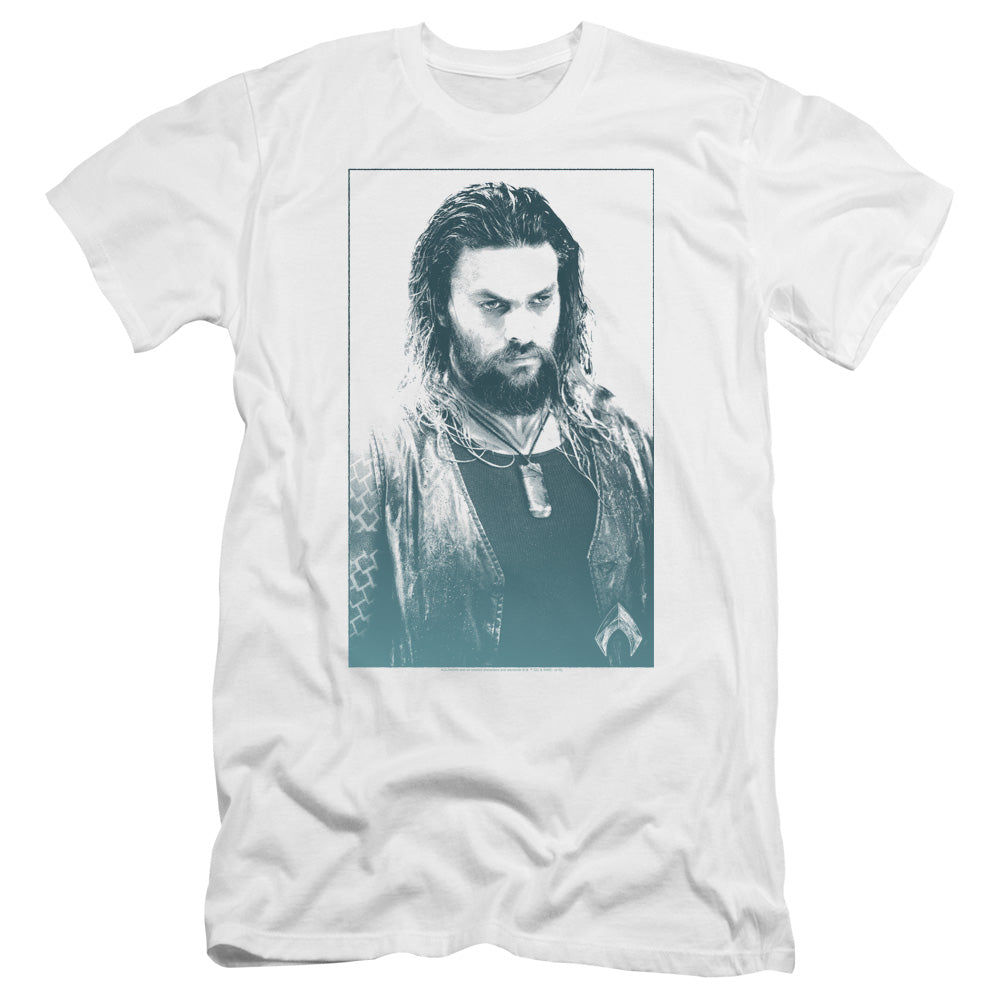 AN OFFCIALLY LICENSED AQUAMAN MOVIE SALT OF THE SEA MEN'S PREMIUM SLIM FIT T-SHIRT WHITE