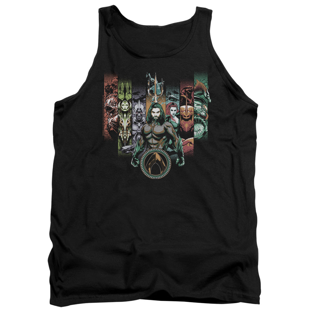 AN OFFCIALLY LICENSED AQUAMAN MOVIE UNITE THE KINGDOMS ADULT UNISEX TANK TOP BLACK