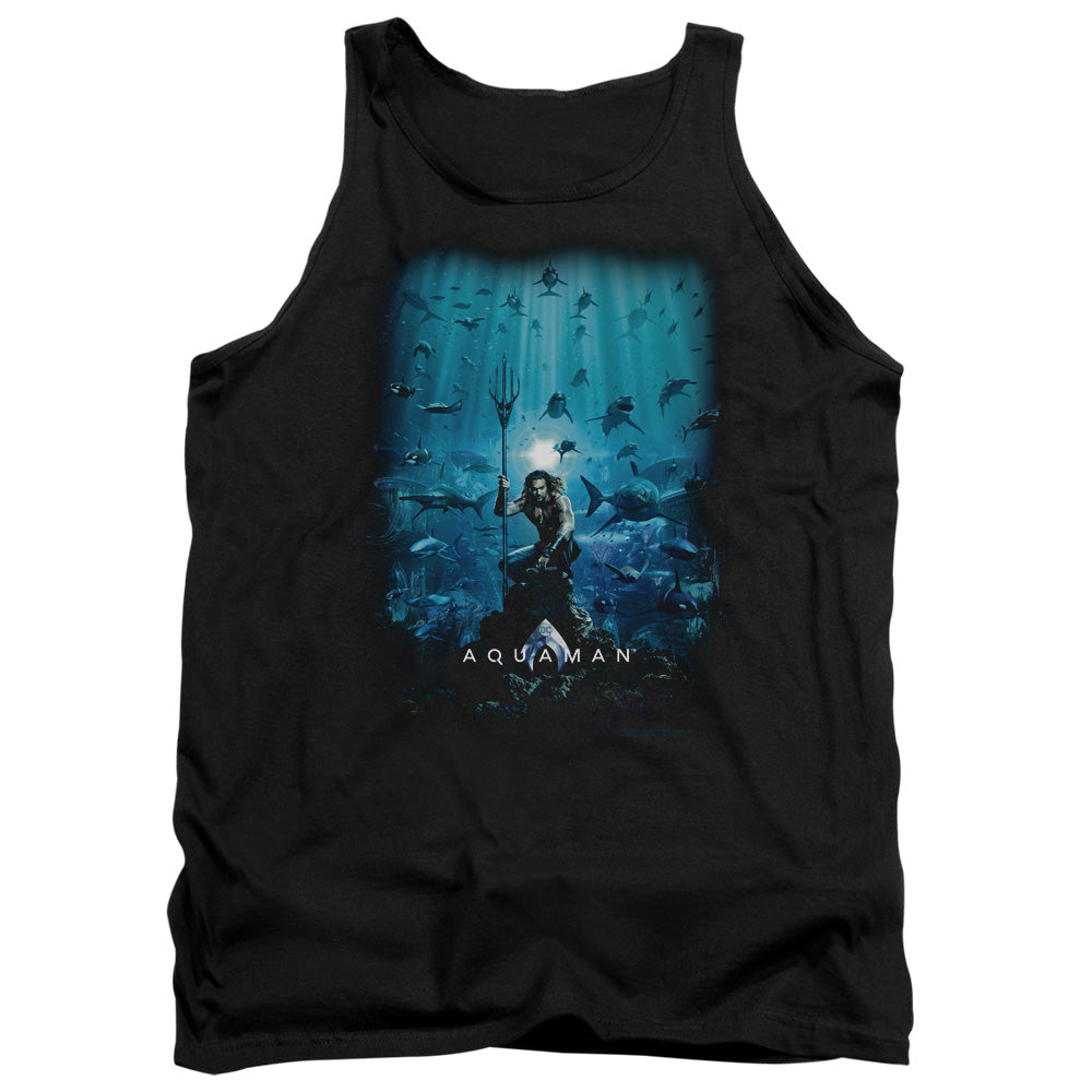 AN OFFCIALLY LICENSED AQUAMAN MOVIE POSTER ADULT UNISEX TANK TOP BLACK