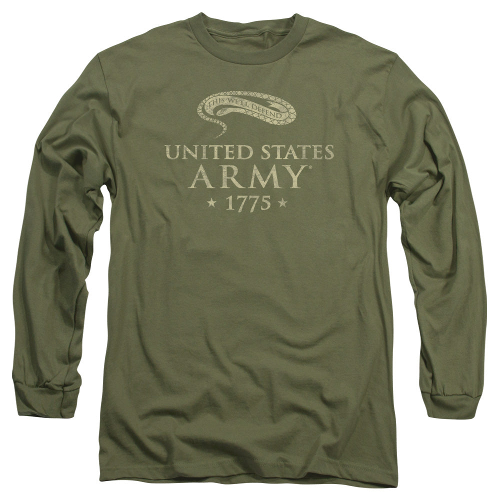 AN OFFCIALLY LICENSED ARMY WELL DEFEND MEN'S LONG SLEEVE T-SHIRT MILITARY GREEN