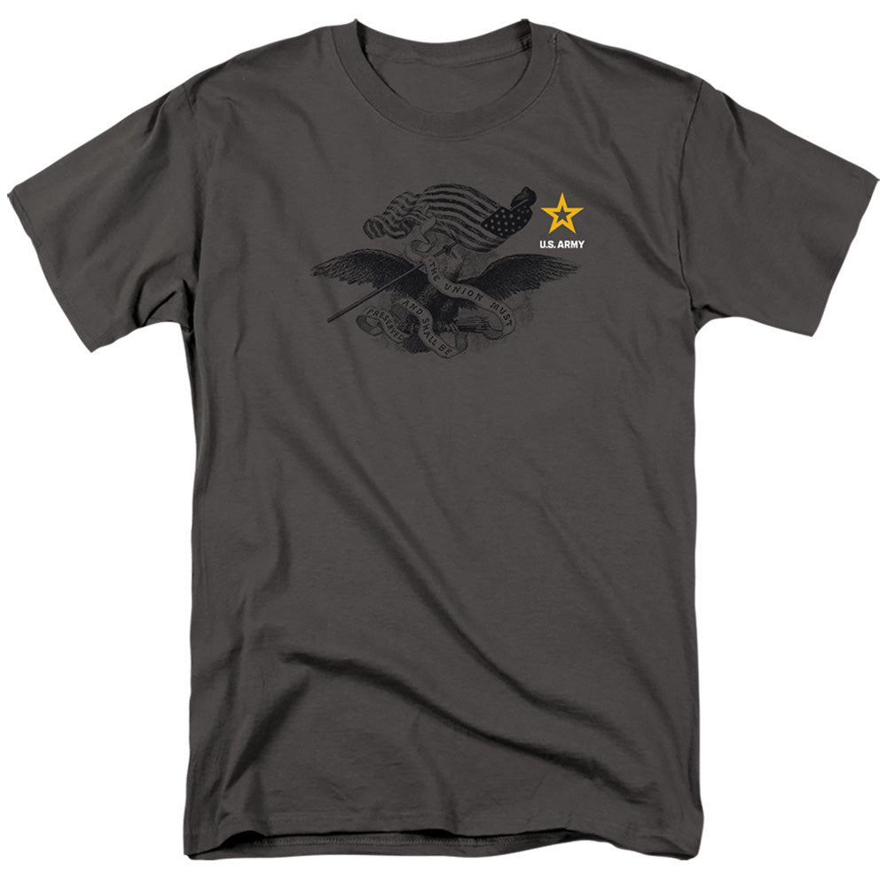 AN OFFCIALLY LICENSED ARMY LEFT CHEST MEN'S REGULAR FIT T-SHIRT CHARCOAL