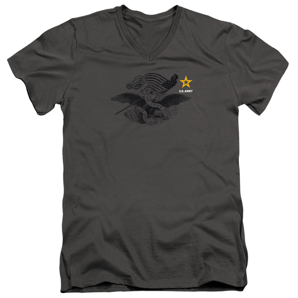 AN OFFCIALLY LICENSED ARMY LEFT CHEST MEN'S V-NECK T-SHIRT CHARCOAL