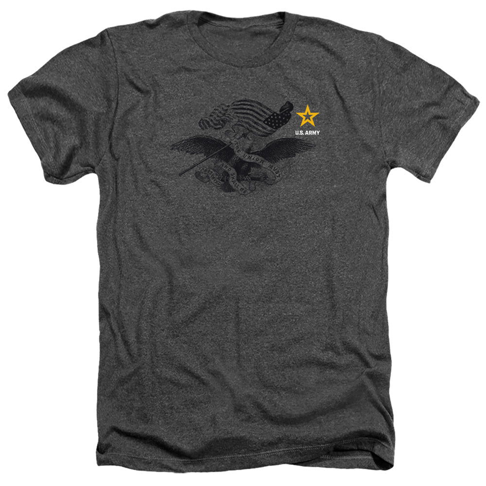 AN OFFCIALLY LICENSED ARMY LEFT CHEST MEN'S HEATHER T-SHIRT CHARCOAL