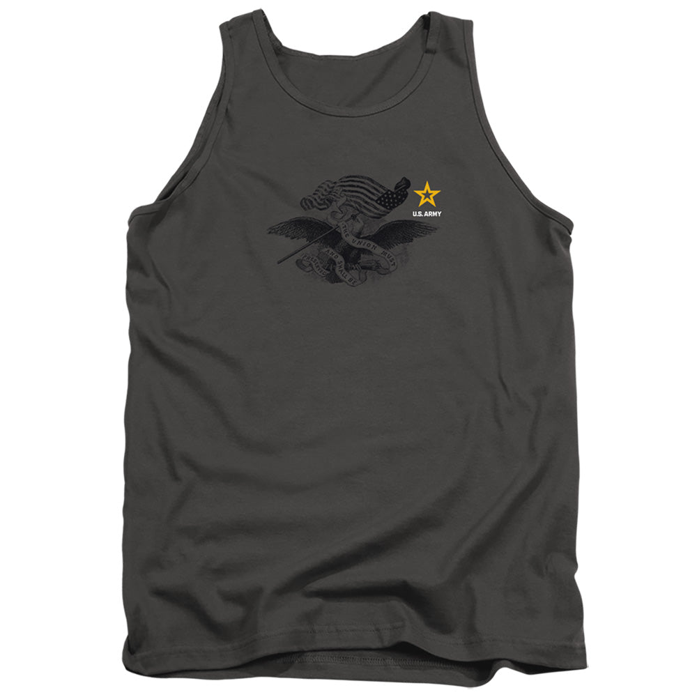 AN OFFCIALLY LICENSED ARMY LEFT CHEST ADULT UNISEX TANK TOP CHARCOAL
