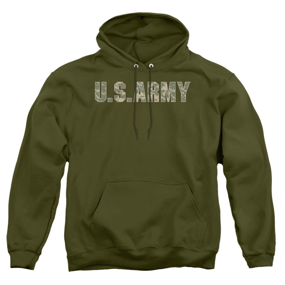 AN OFFCIALLY LICENSED ARMY CAMO ADULT UNISEX PULLOVER HOODIE MILITARY GREEN