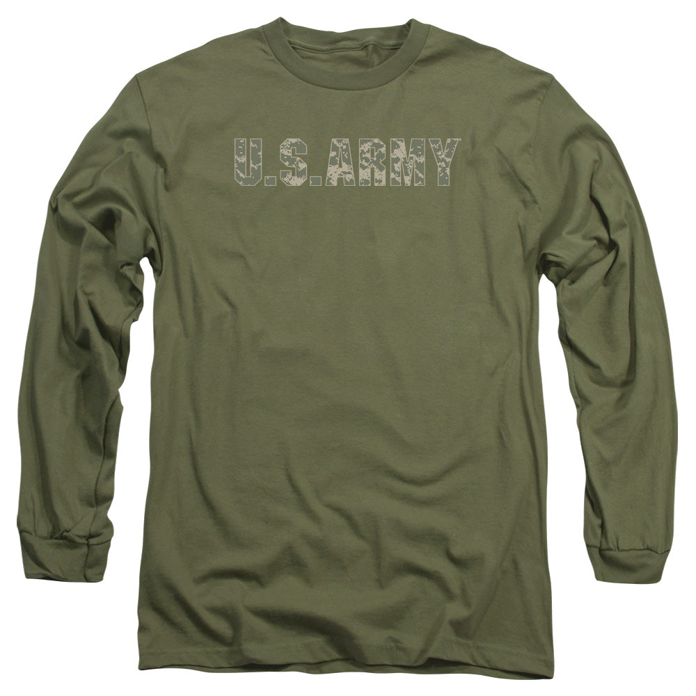 AN OFFCIALLY LICENSED ARMY CAMO MEN'S LONG SLEEVE T-SHIRT MILITARY GREEN