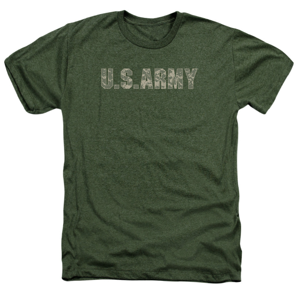 AN OFFCIALLY LICENSED ARMY CAMO MEN'S HEATHER T-SHIRT MILITARY GREEN