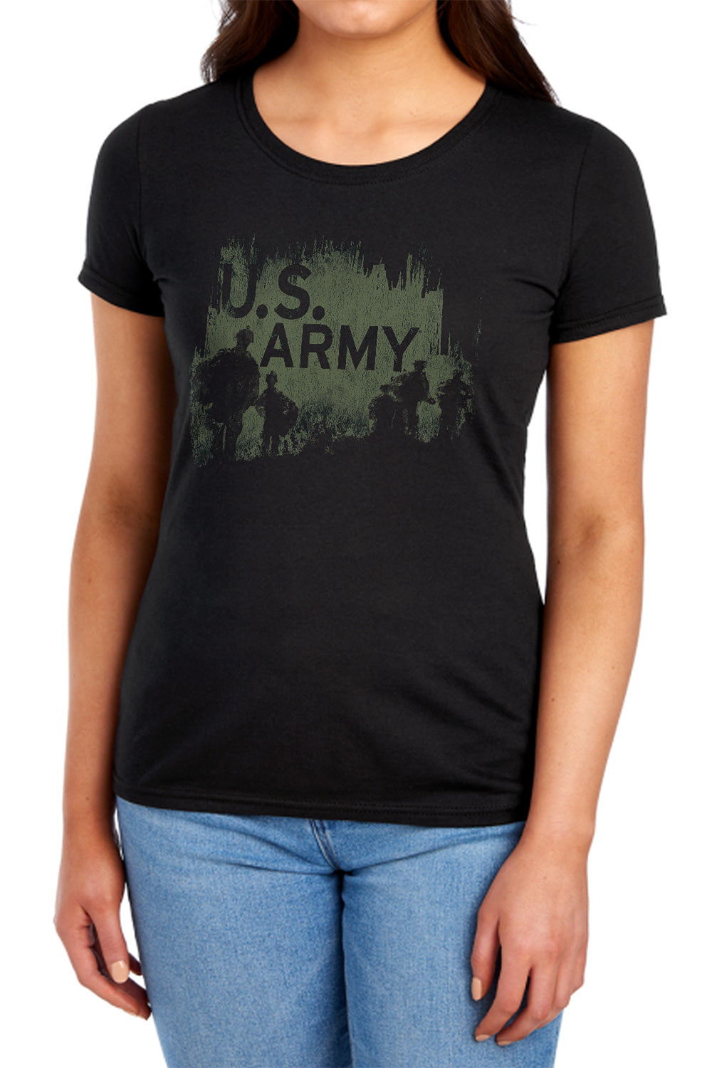 AN OFFCIALLY LICENSED ARMY SOLDIERS WOMEN'S REGULAR FIT T-SHIRT BLACK