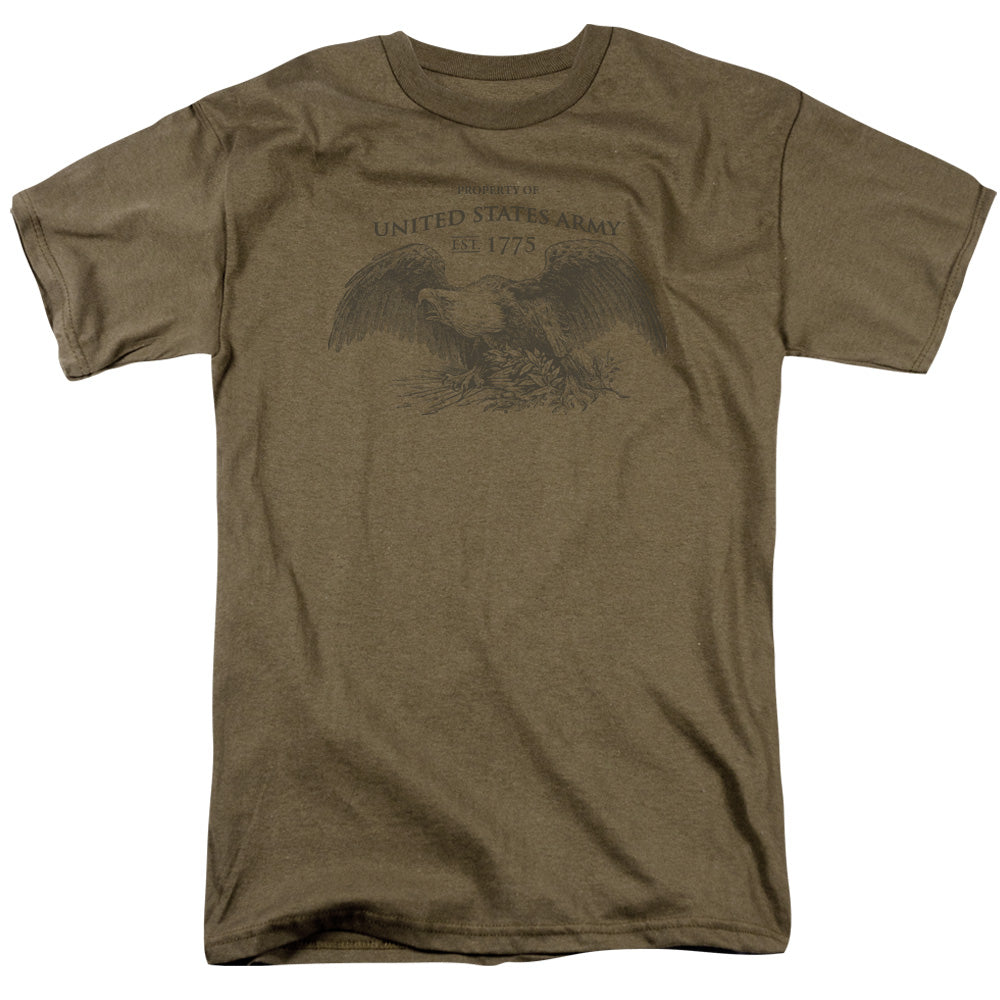 AN OFFCIALLY LICENSED ARMY PROPERTY OF MEN'S REGULAR FIT T-SHIRT SAFARI GREEN