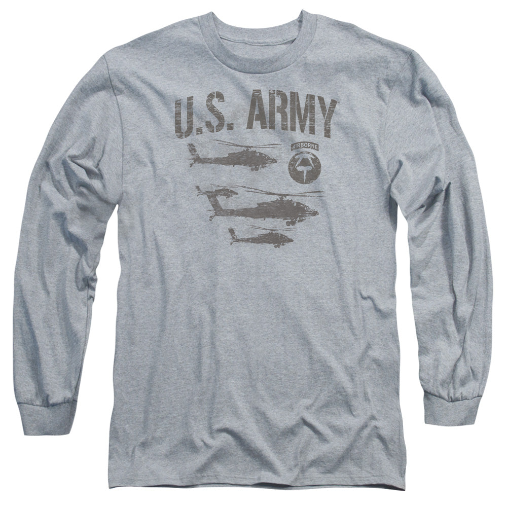 AN OFFCIALLY LICENSED ARMY AIRBORNE MEN'S LONG SLEEVE T-SHIRT ATHLETIC HEATHER