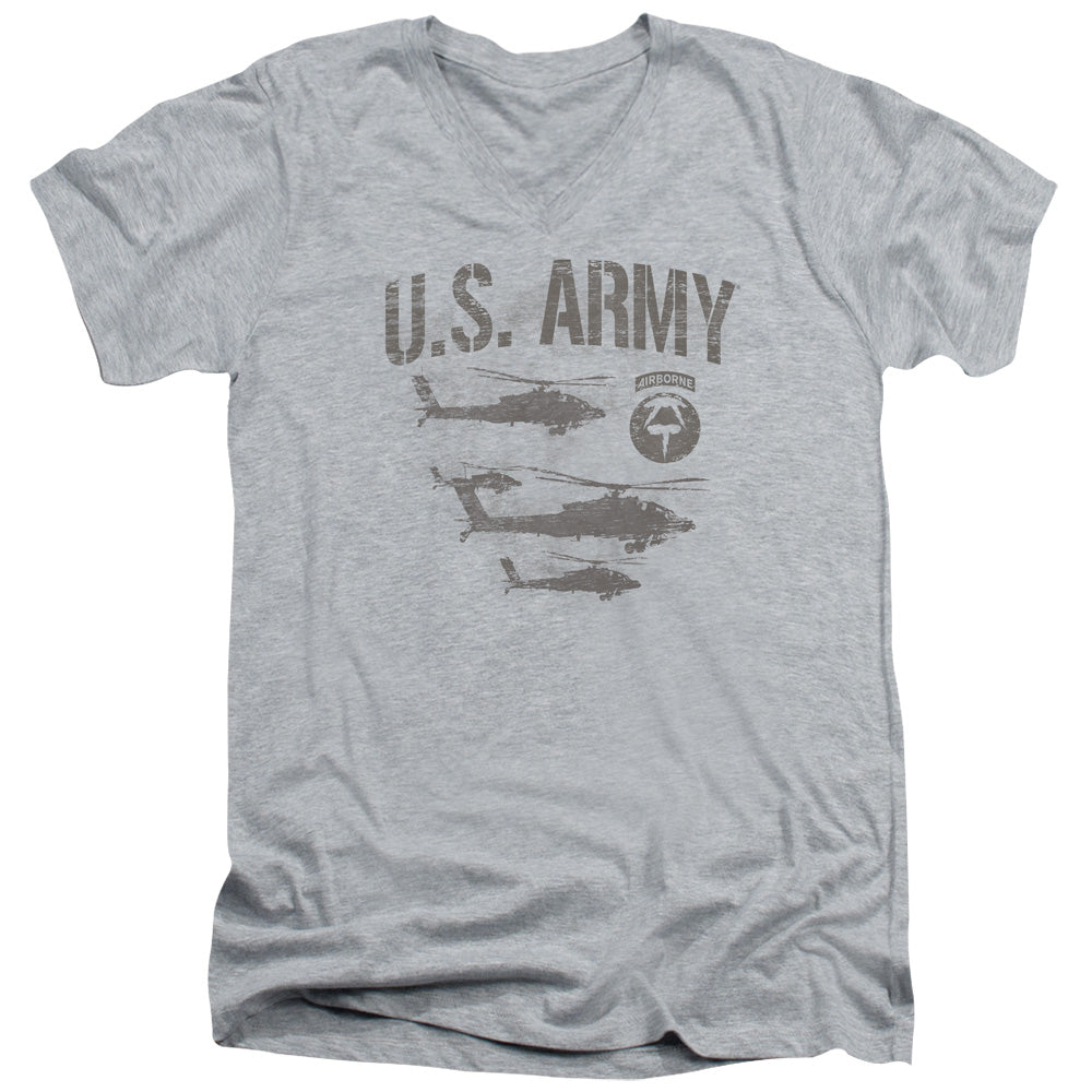AN OFFCIALLY LICENSED ARMY AIRBORNE MEN'S V-NECK T-SHIRT ATHLETIC HEATHER